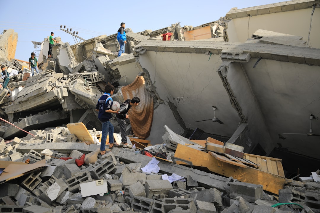 Rubble from demolished buildings in Gaza